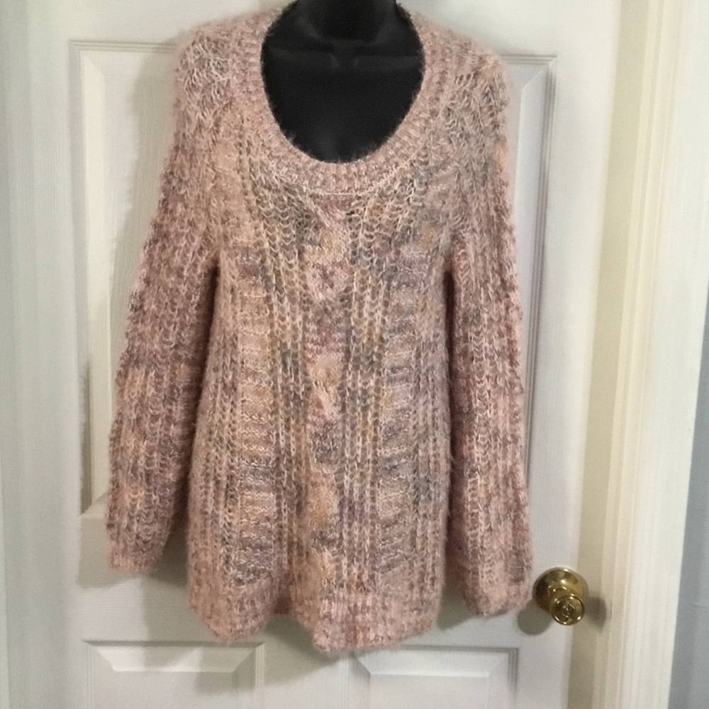 Almost Famous Cozy Blush knitted sweater, size Large.